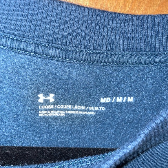 Under Armour Women's Rival Fleece Mesh Crew Sweatshirt Cropped Blue Note Sz. Med - Picture 4 of 5